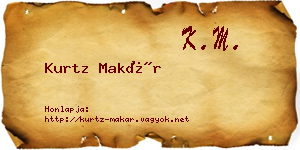 Kurtz Makár névjegykártya